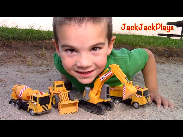 Construction Vehicle Toy Unboxing! MB Excavator Dump Truck Toy | JackJackPlays class=