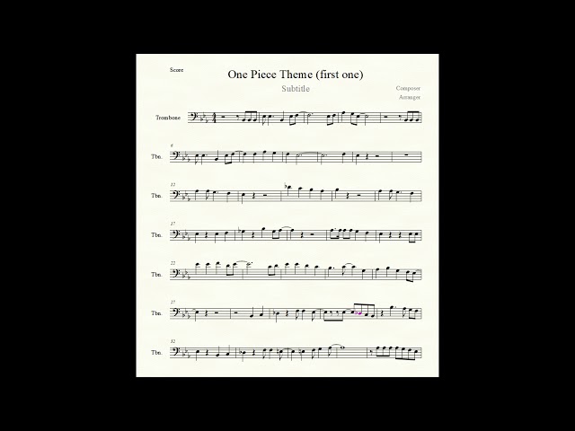 Kokoro No Chizu (One Piece Opening 5) {COMPLETE} Sheet music for Piano,  Trombone, Trombone bass, Saxophone alto & more instruments (Jazz Band)