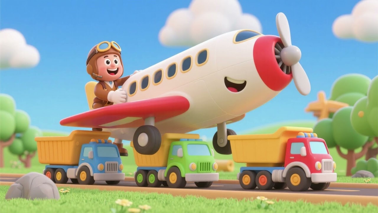 Toy Trucks Load the Happy Pilot Plane – Fun Kids Song & Nursery Rhyme ✈️🚚