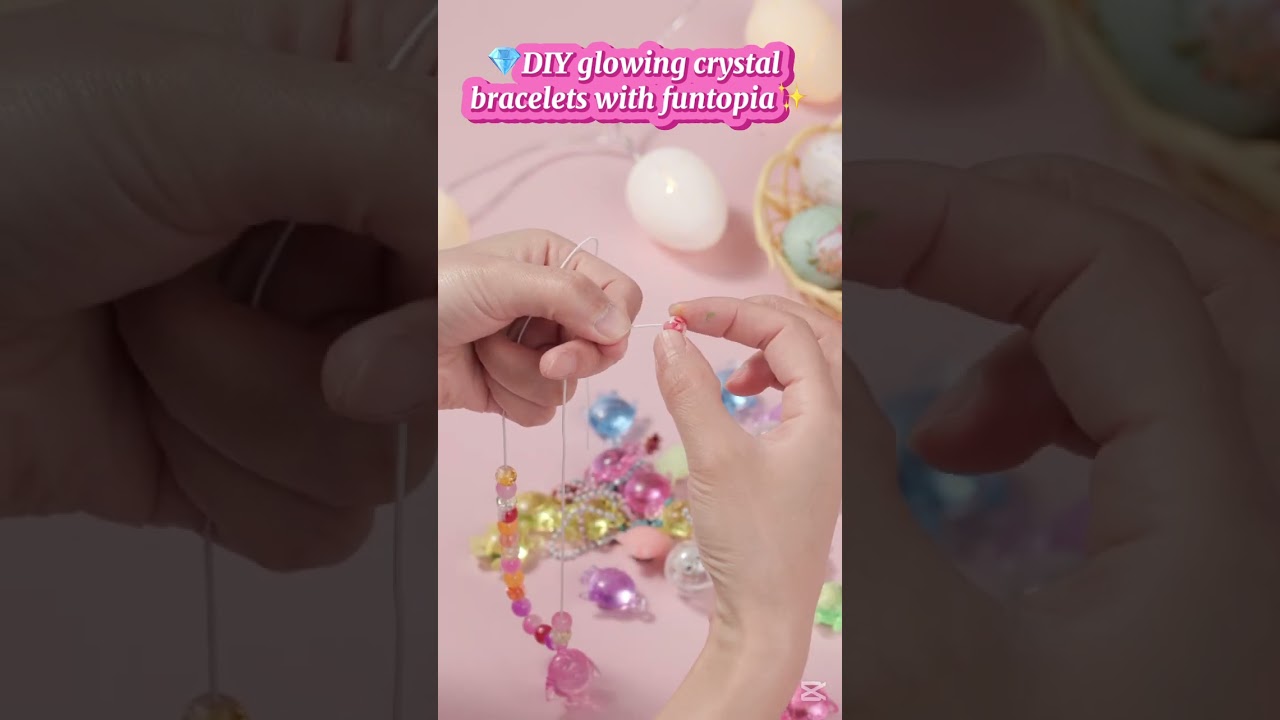 Easter eggs ✨ upgraded! 💎 DIY glow-up crystal bead bracelets—rainbow prisms meets egg hunt chaos!