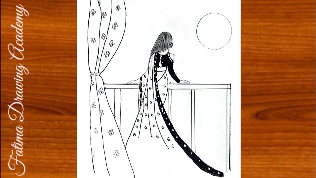 Simple Balcony Girl Sketch for Beginners