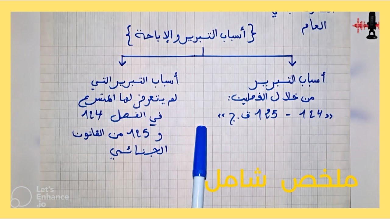 أسباب التبرير و الإباحة في القانون الجنائي - شرح ملخص و شامل