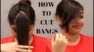 How to cut your bangs at home in telugu | own side swept bangs!