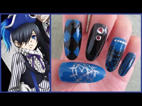 黒執事 Kuroshitsuji Black Butler Anime Manga Ciel Inspired Nails Youtube 黒執事 Kuroshitsuji Black Butler Anime Manga Ciel Inspired Nails Youtube