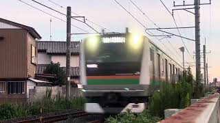 【警笛有】E233系3000番代コツE-72編成＋コツE-09編成　JR宇都宮線1634E列車通過