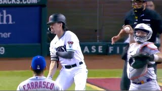 MLB | Corbin Carroll Injures Shoulder On Swing, Exits Game