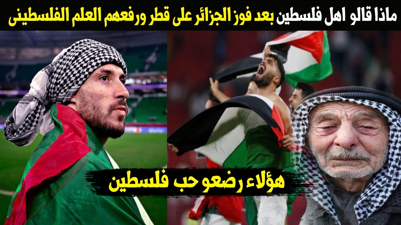 ماذا قالو وفعلو اهل فلسطين بعد فوز الجزائر على قطر ورفعهم العلم الفلسطينى مجددا