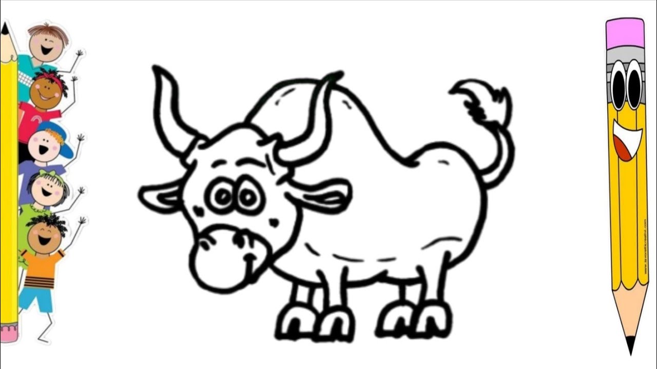 How to draw BULL | Easy for Kid's | Easy Drawing and Colouring | Drawing for Kid's |