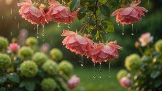 Deep Sleep in 30 minutes | Peaceful Rain on Garden Roses🌸 Soft Water Drops & Nature Sounds screenshot 5