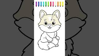 Cute Fox Holding a Ball | Drawing and Coloring for Kids