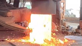 Extremely dangerous high-temperature forging | What will a huge cylinder be forged into?