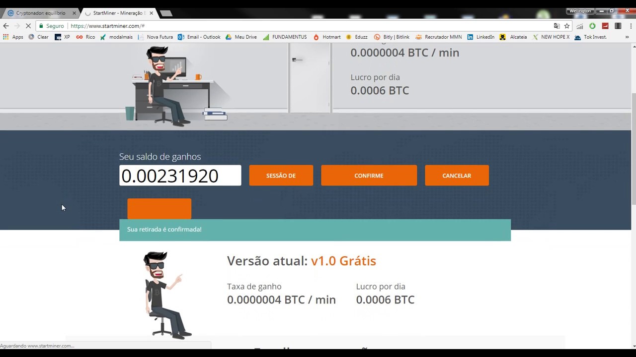 Será que consegui sacar minha mineração grátis na startminer?