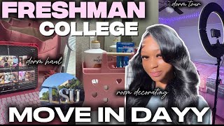 FRESHMAN COLLEGE MOVE-IN DAY + DORM TOUR | dorm decorating & unboxing🎀