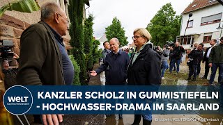 KANZLER IM SAARHOCHWASSER: Olaf Scholz geschockt vom Ausmaß der Katastrophe | WELT Thema