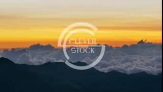 Footage Mountain Clouds Sunset Beautiful Weather Sky Orange Fluffy Nature Sunlight 4K Dramatic Moody