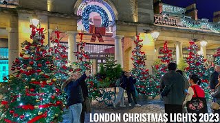 London Christmas Walking Tour 4k HDR | London Christmas Lights 2023| London Winter Night Walk