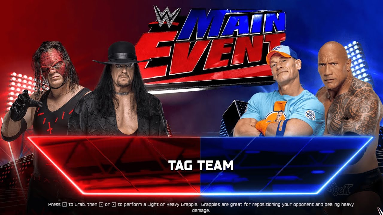 Полный матч - Кейн и Андертейкер против Джона Сины и Рока