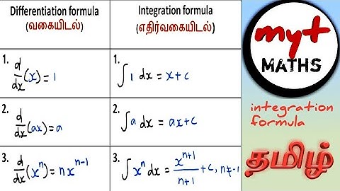 Basics of integration tamil |integration formula in tamil|mytmaths