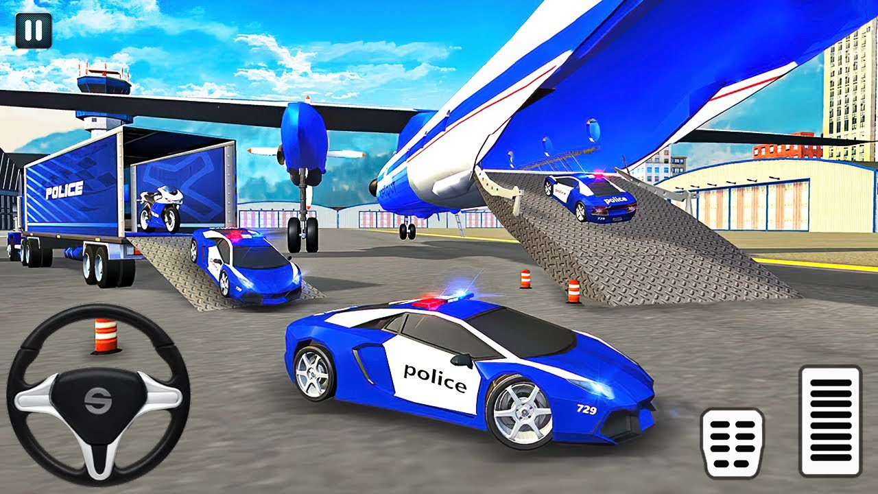 Transporting Police Car in Multi Trailer Truck - Car Transporter Simulator - Android Gameplay