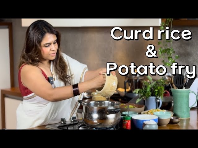 Curd rice with potato fry | kitchen tales by Neethu | ASMR video class=