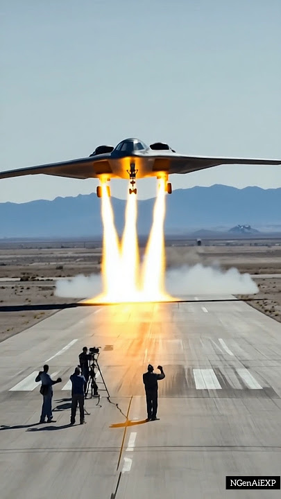 Stealth Bomber Touches Down Like a Space Rocket! 🚀🔥 #ai #aivideo