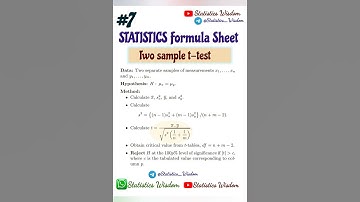 #7 Statistics Formula Sheet | Two sample t-test #statistics4all   #statisticsformula #t_test