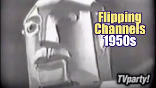 Flipping the channels on a TV in the 50s