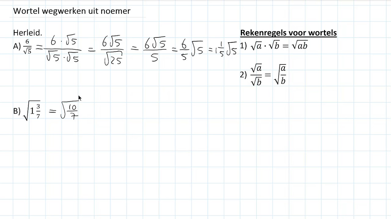 Wortels - Wortel wegwerken uit noemer (3 HAVO) - YouTube