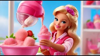 Barbie's Ice Cream Maker Adventure: A Sunny Day at Dream House