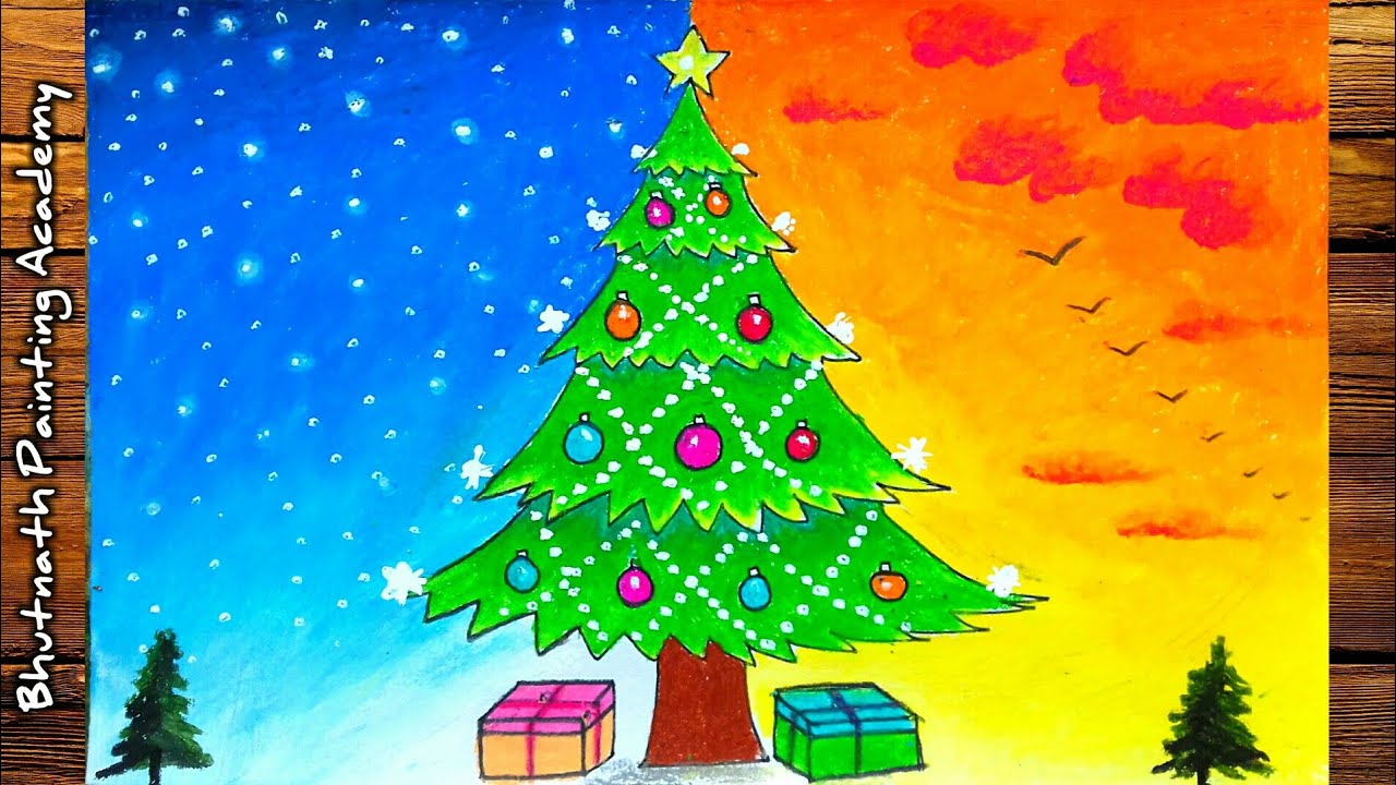 christmas tree drawing - YouTube