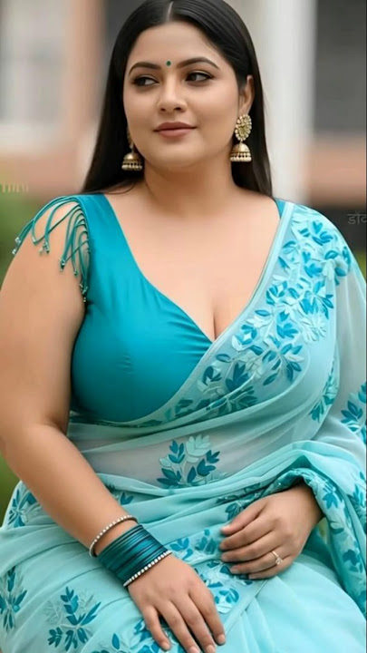 π« Pastel Blue Saree with Bold Floral Embroidery | Elegant Fusion Look 2025 | Saree Styles #plussize