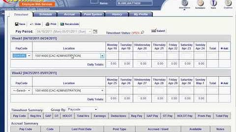 Entering time into hourly timesheet