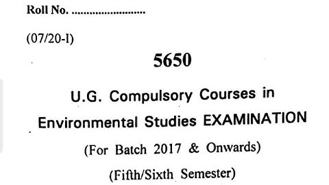 CDLU EVs previous Question paper 2020 ll For UG 5th & 6th semester ll Environmental studies