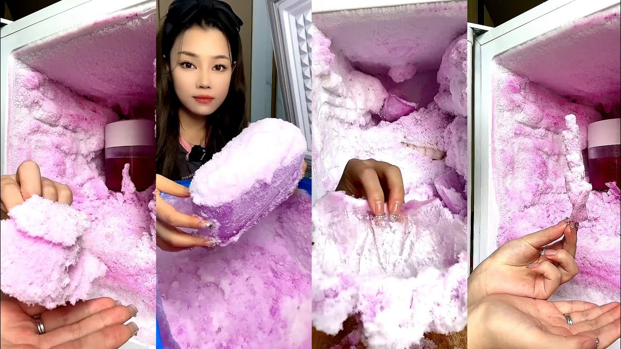 SOLO SUN GIRL / FREEZER FROST EATING / THIN ICE / HARD ICE / WHITE ICE / ICE CUBE. ICE EATING