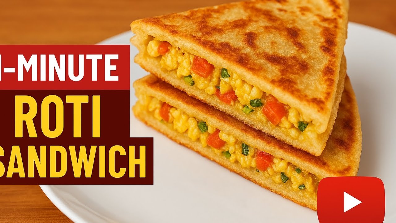 1-Minute Roti Sandwich Recipe | Quick & Easy Breakfast or snack 😋 - YouTube