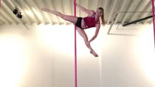 Poletricks: transition from side superman to superman split (intermediate pole)