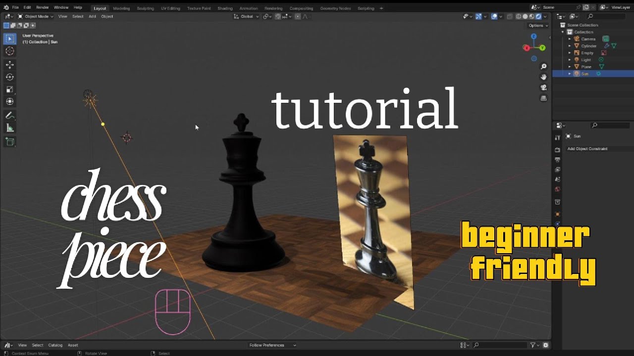 BLENDER FOR BEGINNERS. Create this sweet chess piece in 1 minutes ...