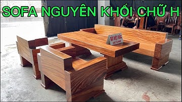 SOFA CHỮ H NGUYÊN KHỐI GỖ GÕ ĐỎ EKU, MÃ BGNK417 | Gỗ Việt bắc