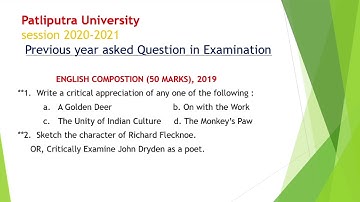 Patliputra university previous year english question paper 2019 part 1