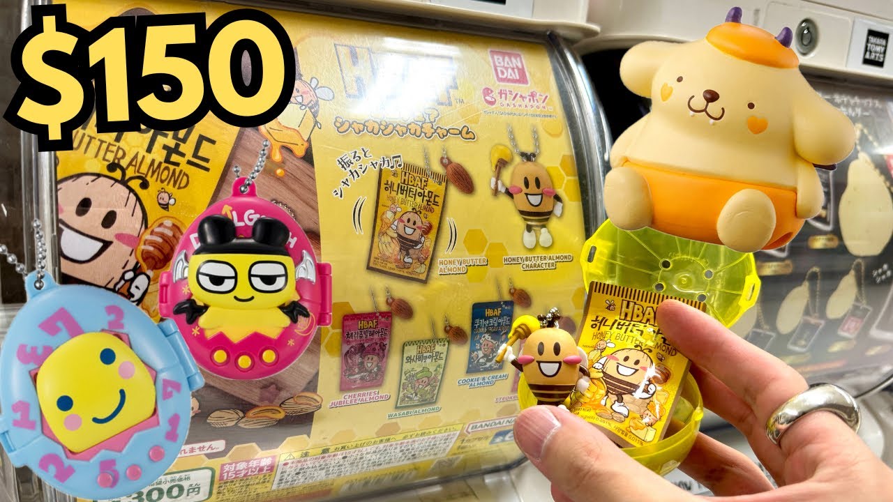 $150 Gacha Haul for Cute Stuff! Kirby, Sanrio, Tamagotchi, Food 