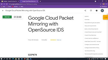 Qwiklab: Google Cloud Packet Mirroring with OpenSource IDS|GSP474|