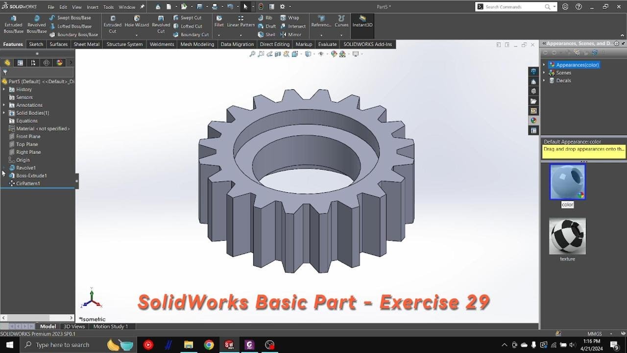 SolidWorks Basic Part - Exercise 29 - YouTube