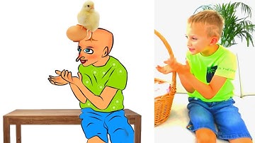 Vlad and Niki play with kittens Full video funny drawing meme😂😂#vladniki