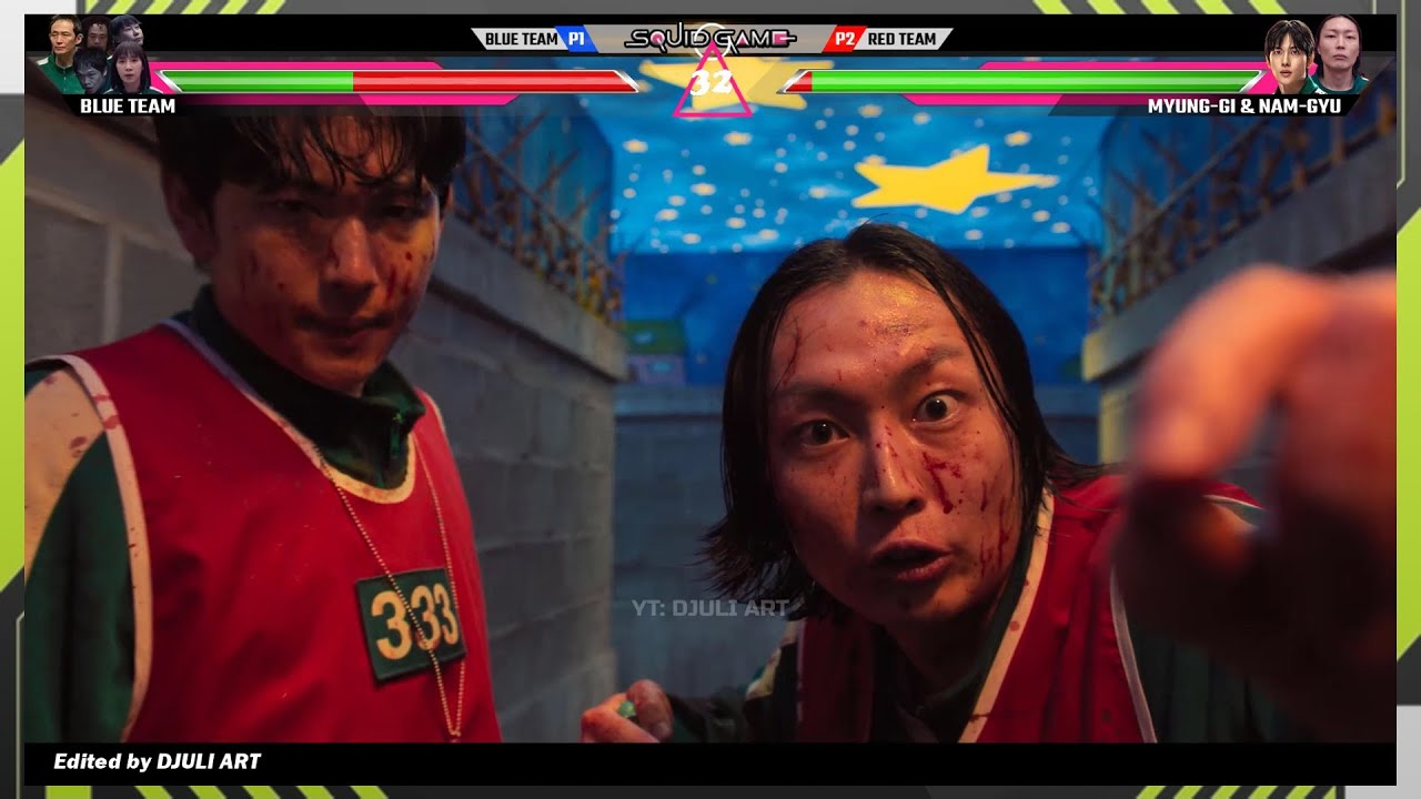 Squid game 3 - Myung Gi & Nam Gyu Kill The Blue Team with Healthbars