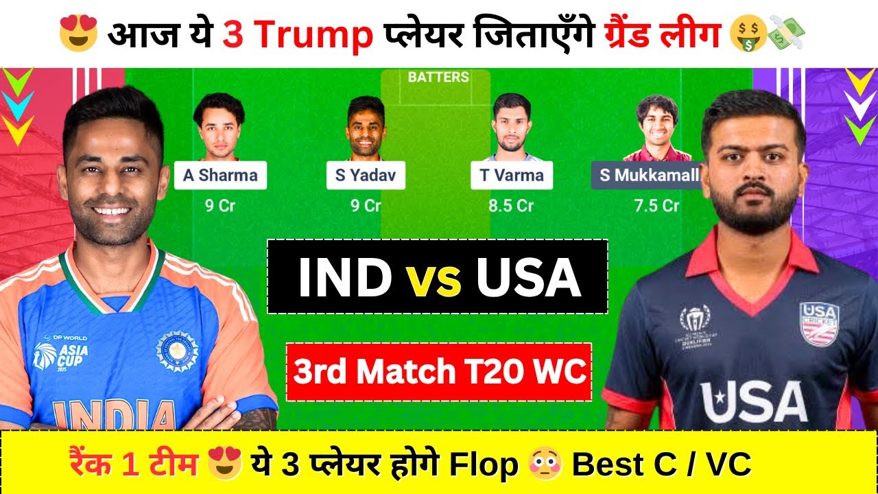 IND vs USA Dream11 Prediction, India vs USA Dream11, India vs USA, USA vs IND Dream11 Prediction, WC