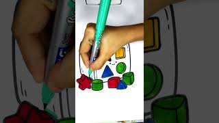 Coloring a Cute Suitcase with Shapes 🧳⭐ | Easy Coloring Pages for Kids #coloringpages #drawing #art