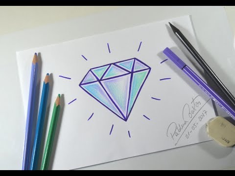 Como desenhar um Diamante Bonito ❤ Desenhos kawaii - Desenho para Desenhar  