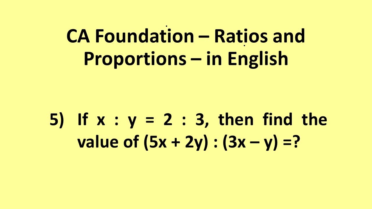 5 - Ratio Mastery: Solving (5x + 2y) : (3x – y) with x : y = 2 : 3 - MadhavanSV - youtube