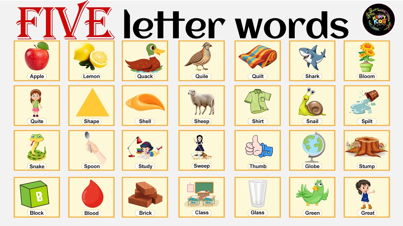 5 Letter Words II Five Letter Phonics Words II Kids Education Video ...