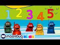 The Five Little Monkeys | Nursery Rhymes and Kids Songs | Ring A Tangs | Moonbug Kids